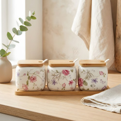 Porcelain Spice Jar Set - 3 Pcs